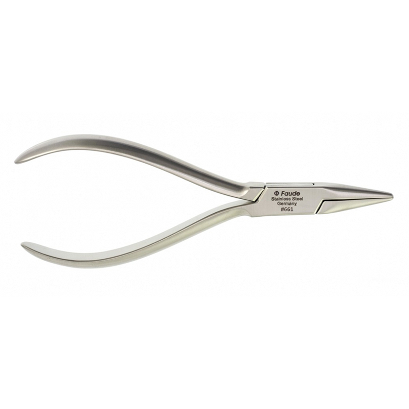 Flachzange Edelstahl (Zahntechnik), glattes oder gerieftes Maul, 14 cm