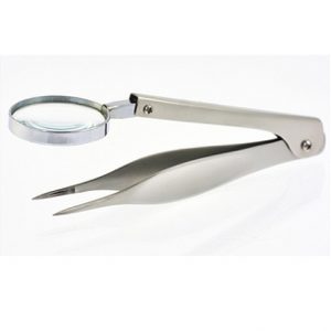 Spitzpinzette mit Lupe 13,5 cm, rostfrei