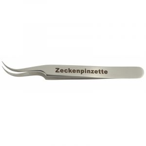 Zeckenpinzette rund gebogen mit Druck 12,5 cm