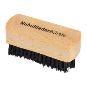 Nubuklederbürste, gewachstes Buchenholz, Wildschweinborsten