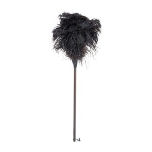 Straußenwedel mit dunklem Stiel und schwarzem Federkopf, 80 cm