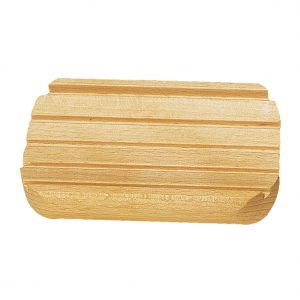 Seifenunterlage, gerundete Form, mit Gummi-Füßen, geöltes Buchenholz