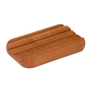 Seifenunterlage, gerundete Form, mit Gummi-Füßen, geöltes Birnbaumholz