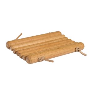 Seifenunterlage mit Lederband, runde, geölte Buchenholzstäbe